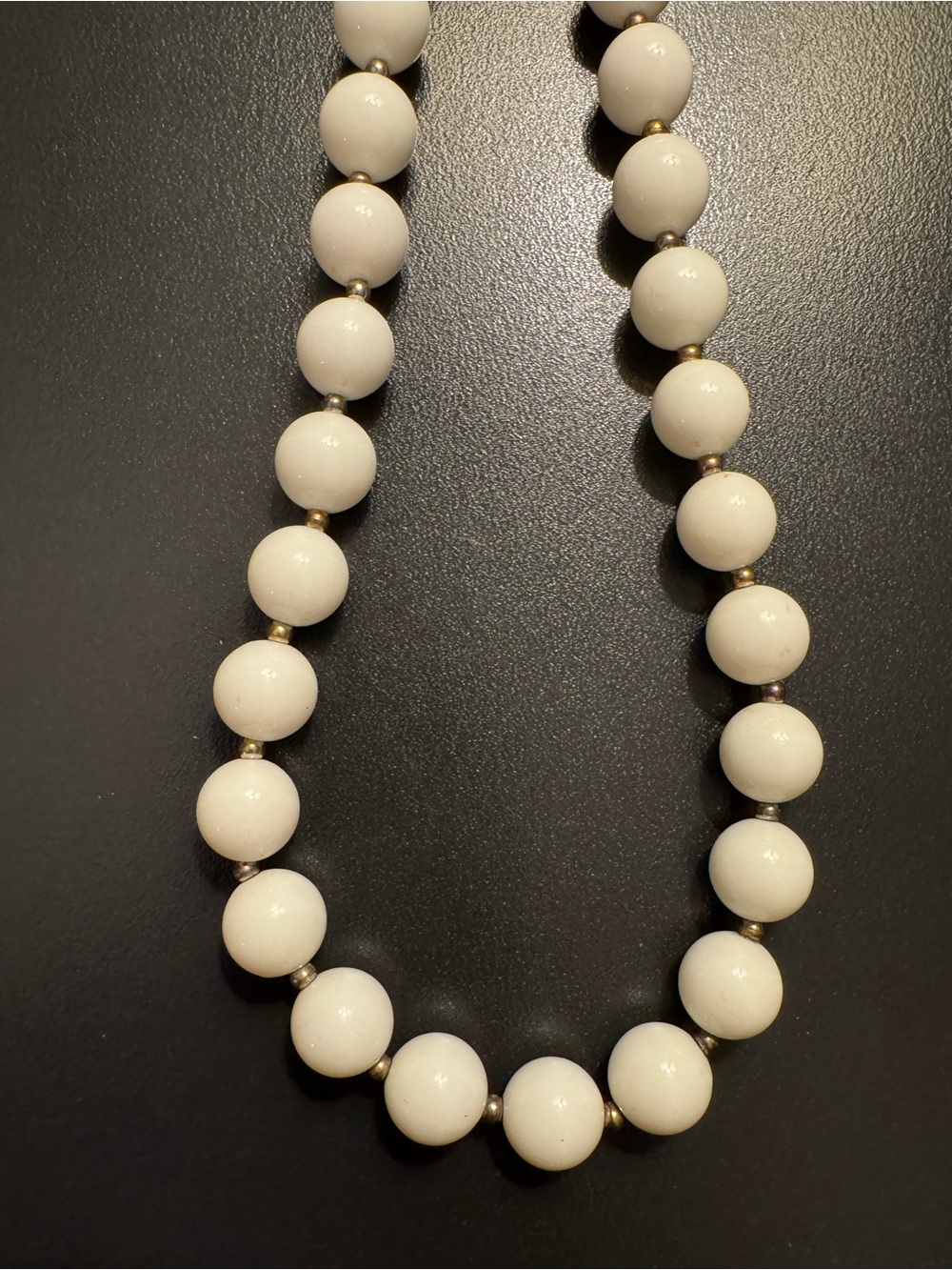 Vintage Style White Beaded Necklace - 19”